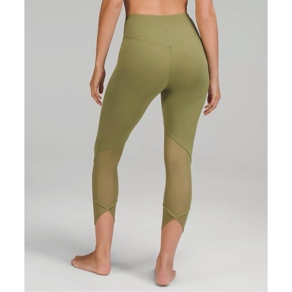 Lululemon Nulu Crisscross Mesh High-Rise Crop Leggings 23" Bronze Green Size 2 - Picture 2 of 12
